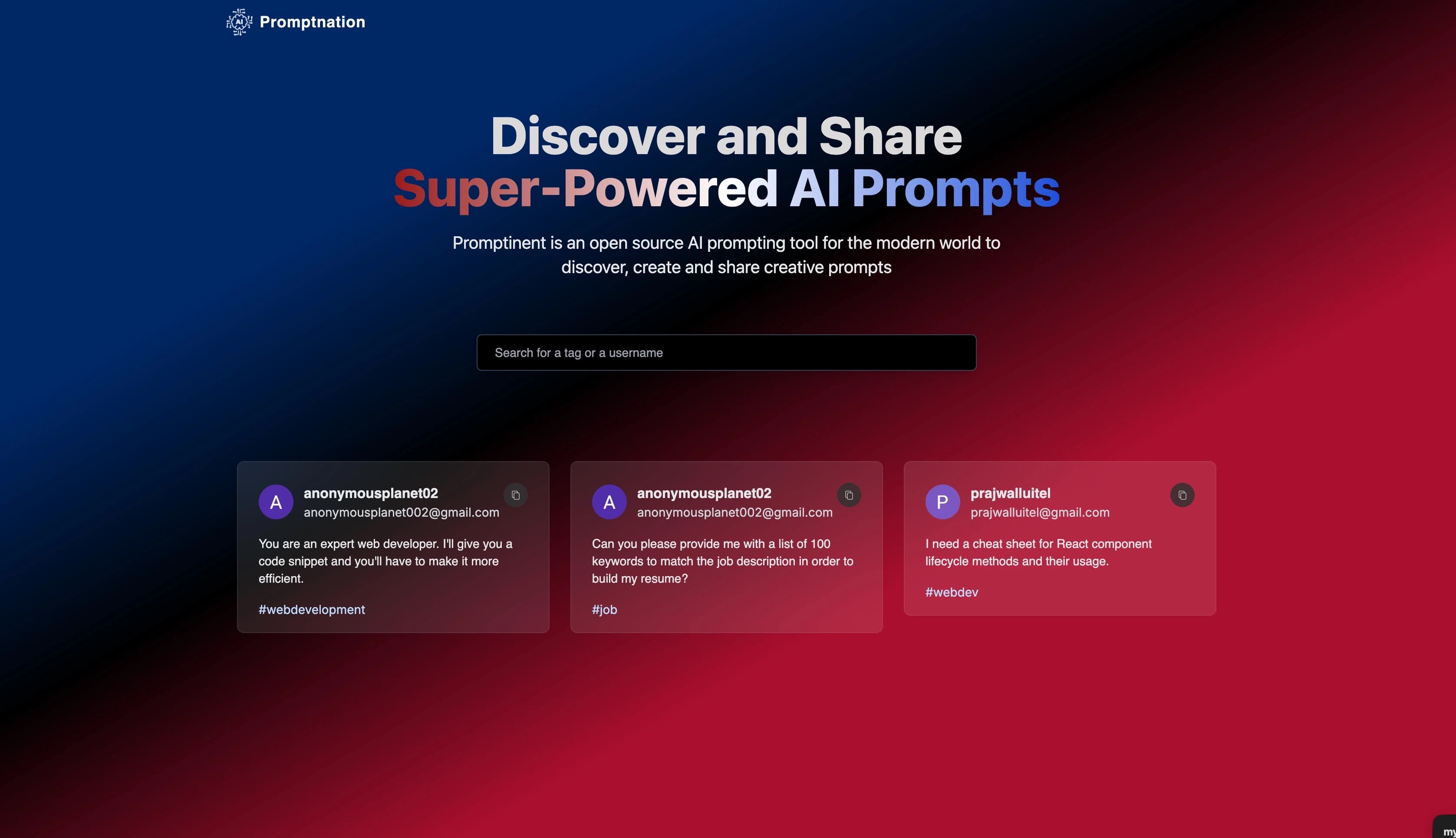 Promptnation - A community to Share AI prompts